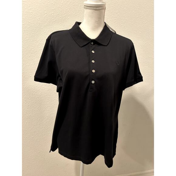 Lauren Ralph Lauren Womens Polo Shirt Button Black Size XXL Collared Pima Cotton - Picture 1 of 7
